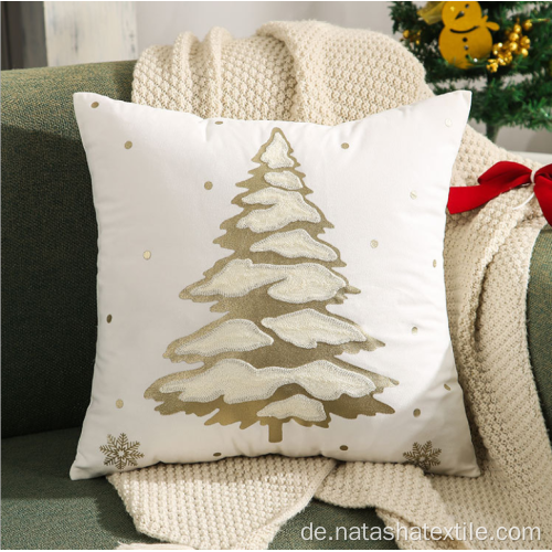 Kissenbezug mit goldenen Handtuchstickereien für Weihnachtsbaum